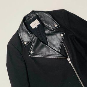 Sandro Black Short Trench with Leather Details
